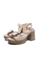 Imagine Sandale damă cu platformă, roz pudră, din piele naturală GOR530