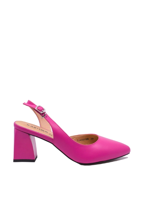 Imagine Pantofi damă fuchsia din piele naturală, cu decupaje și baretă la spate OTR40015