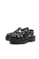 Imagine Sandale damă stil gladiator, negre, din piele naturală FLO501