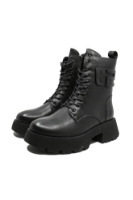 Imagine Ghete combat negre din piele naturală cu  talpa ultra masivă FLGZ086-08N