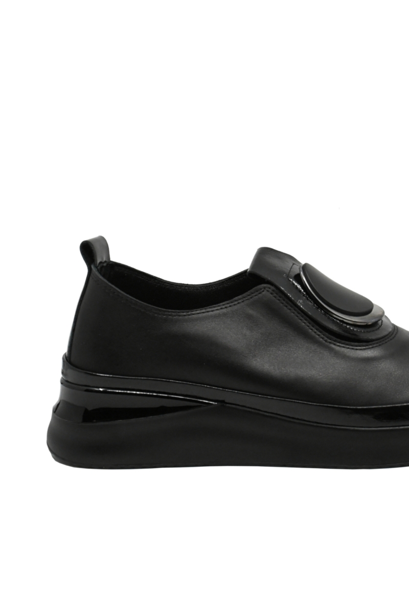 Imagine Pantofi slip-on cu talpa înaltă, negri din piele naturală MIR2450N