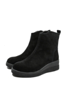 Imagine Ghete din piele întoarsă, negre, cu talpa wedge OTR850010