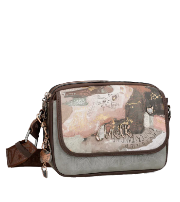 Imagine Gentuță crossbody cu 3 compartimente și clapetă, maro deschis, colecția Core, 39813-349