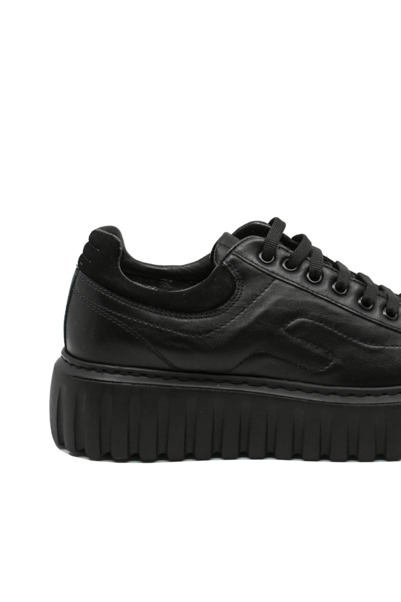 Imagine Pantofi damă cu platformă, negri, din piele naturală FLO607N