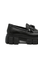 Imagine Loaferi damă negri cu platformă masivă, din piele naturală FLO109N
