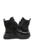 Imagine Ghete damă stil combat, negre, din piele naturală, FNX867598