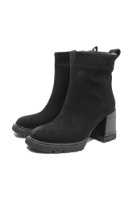 Imagine Botine damă negre, din piele întoarsă, cu talpa înaltă GOR4324NV
