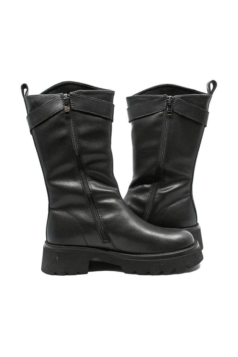 Imagine Cizme damă moderne, negre, din piele naturală FNX6229