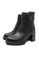Imagine Botine elegante, negre din piele naturală, cu detaliu metalic la toc OTR350044N
