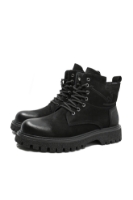 Imagine Bocanci bărbați negri, din piele întoarsă cu aspect patinat FNX9005N