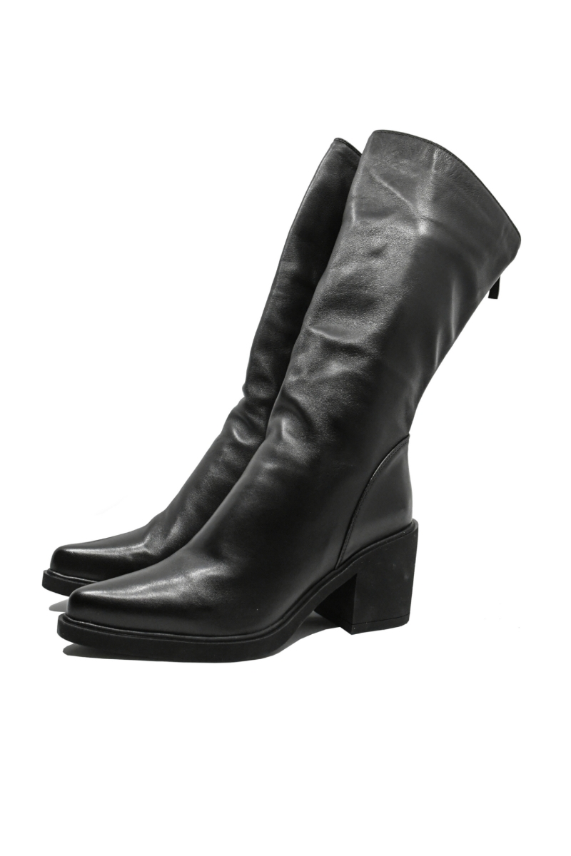 Imagine Cizme damă stil western negre din piele naturală fină FLGH736-3693