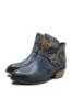 Imagine Ghete damă stil western cu model floral, navy din piele naturală FLGZM766-50