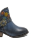 Imagine Ghete damă stil western cu model floral, navy din piele naturală FLGZM766-50