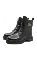 Imagine Ghete damă stil army, negre, din piele naturală FNX9050-1