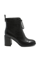 Imagine Botine damă negre din piele naturală, cu fermoar în față FNX11681N