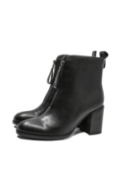 Imagine Botine damă negre din piele naturală, cu fermoar în față FNX11681N