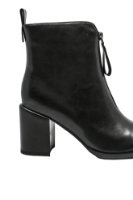 Imagine Botine damă negre din piele naturală, cu fermoar în față FNX11681N