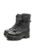 Imagine Ghete moto damă negre, din piele naturală granulată FLO11N