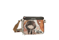 Imagine Poșetuță tip crossbody cu 3 compartimente, crem cu detalii cărămizii, colecția Alma, 40703-062