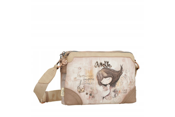 Imagine Poșetuță  tip crossbody cu două compartimente, roz deschis, colecția Memories, 40803-160