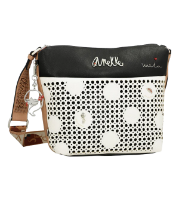 Imagine Geantă crossbody, albă cu buline perforate, colecția Alma, 40723-248