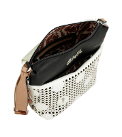Imagine Geantă crossbody, albă cu buline perforate, colecția Alma, 40723-248