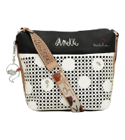 Imagine Geantă crossbody, albă cu buline perforate, colecția Alma, 40723-248