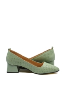 Imagine Pantofi damă cu toc jos stilat, verde deschis, din piele naturală MIR1389