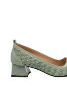 Imagine Pantofi damă cu toc jos stilat, verde deschis, din piele naturală MIR1389