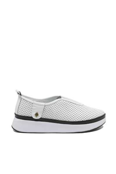 Imagine Pantofi anatomici Bio Flex, albi, din piele naturală cu perforații MIR31-106