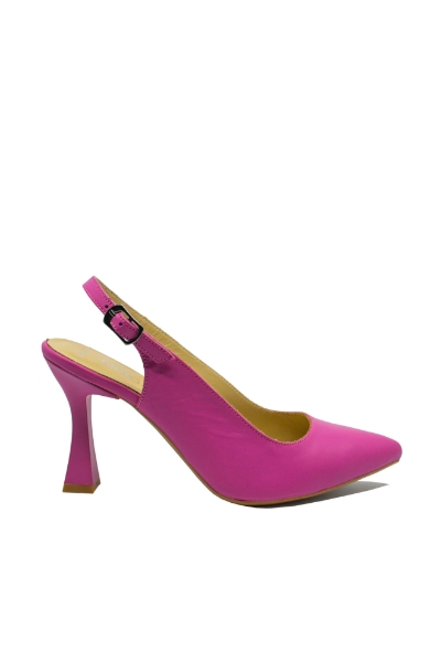 Imagine Pantofi eleganți, decupați la spate, fucsia, din piele naturală MIR824