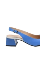 Imagine Pantofi decupați cu toc jos și fundiță, blue navy cu alb, din piele naturală MIR1385