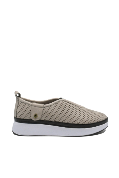 Imagine Pantofi anatomici Bio Flex, bej, din piele naturală cu perforații MIR31-106