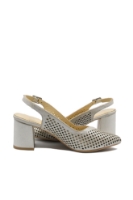 Imagine Pantofi decupați eleganți bej sidefat, din piele naturală cu model perforat MIR991