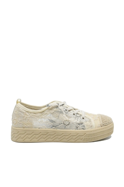Imagine Pantofi damă stil casual-sport, albi, din dantelă FNX23Y209