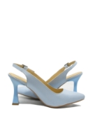 Imagine Pantofi decupați cu toc clepsidră, bleu, din piele naturală MIR824