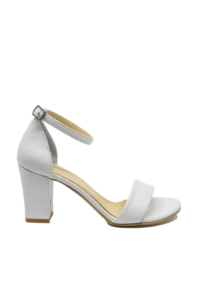 Imagine Sandale elegante cu baretă la gleznă, albe, din piele naturală MIR0139