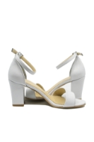 Imagine Sandale elegante cu baretă la gleznă, albe, din piele naturală MIR0139