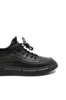 Imagine Pantofi casual bărbați, negri, din piele naturală cu inserție flexibilă FNX218902