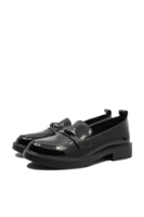 Imagine Pantofi damă moderni stil loafer negri, din lac FNX1227