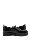 Imagine Pantofi damă moderni stil loafer negri, din lac FNX1227