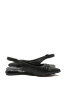 Imagine Pantofi decupați negri din piele naturală cu flori aplicate FLG25-034