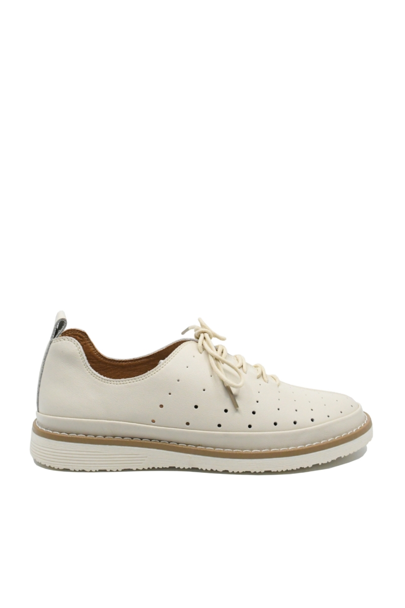 Imagine Pantofi casual bej din piele naturală cu perforații OTR60017