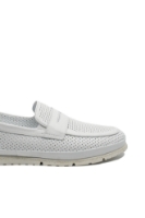 Imagine Loaferi bărbați de vară albi, din piele naturală perforată GOR223