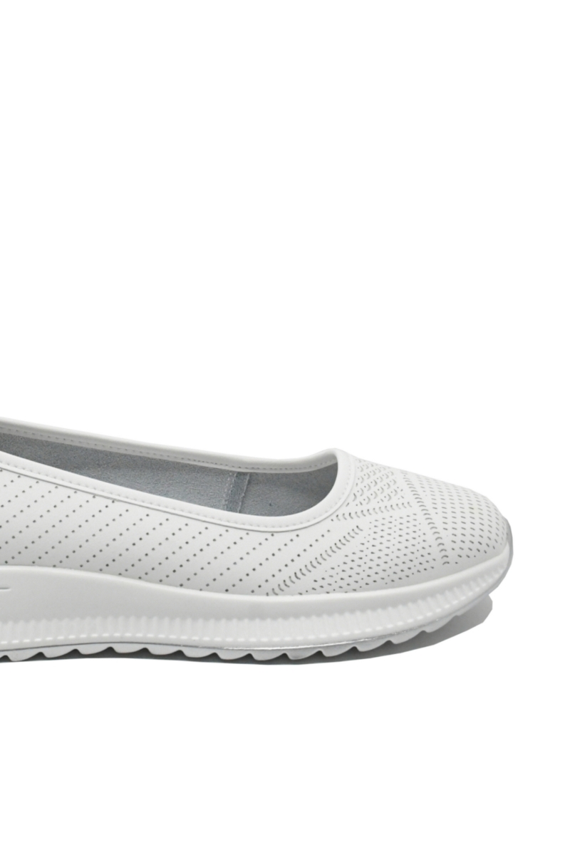 Imagine Pantofi casual damă albi din piele naturală cu model FNX98821