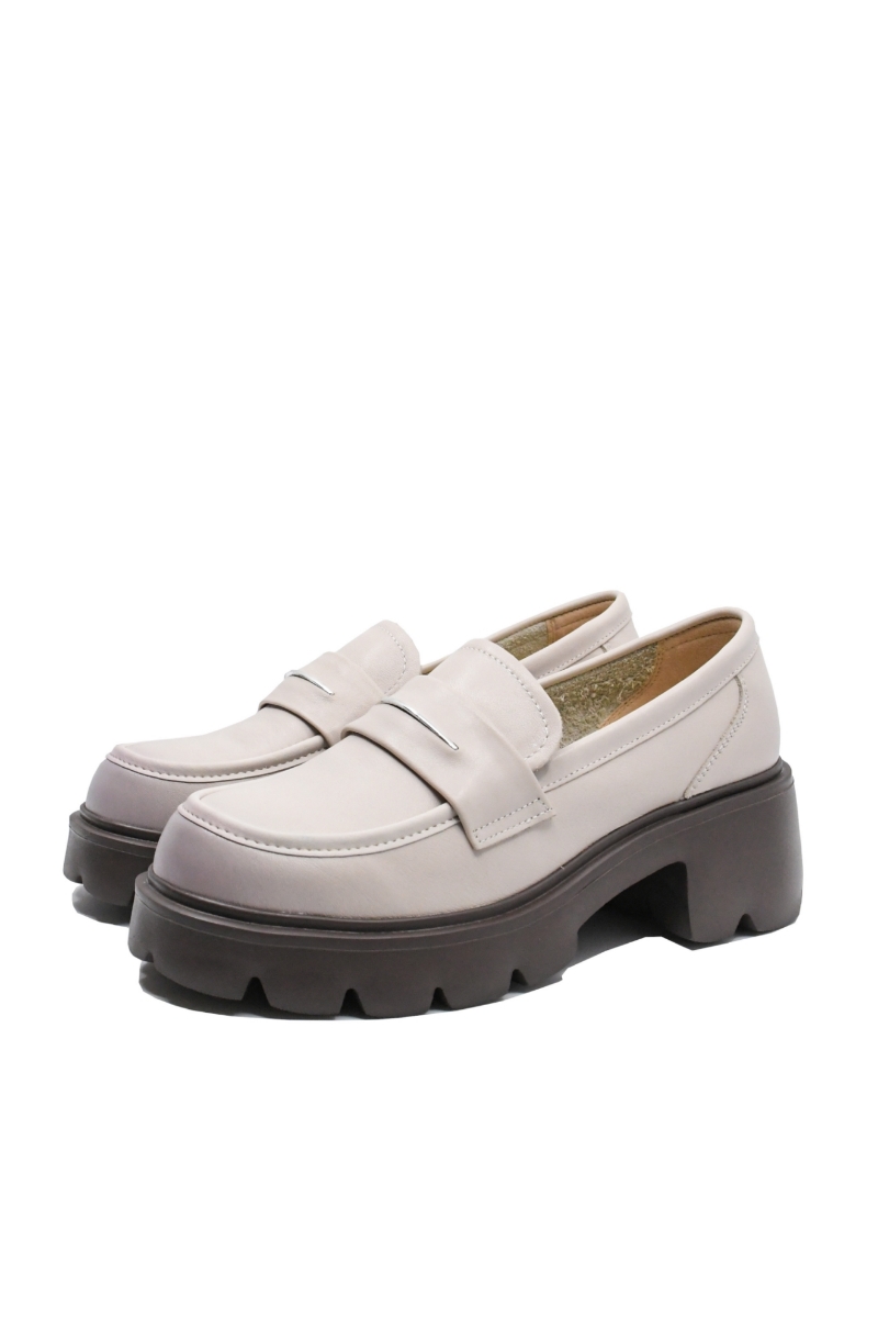 Imagine Loaferi moderni cream din piele naturală FNX66319