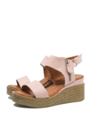 Imagine Sandale damă cu talpa wedge, roz pudră din piele naturală MIR1219