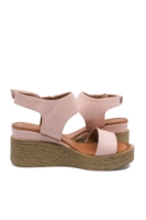 Imagine Sandale damă cu talpa wedge, roz pudră din piele naturală MIR1219