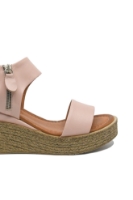 Imagine Sandale damă cu talpa wedge, roz pudră din piele naturală MIR1219