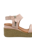 Imagine Sandale damă cu talpa wedge, roz pudră din piele naturală MIR1219